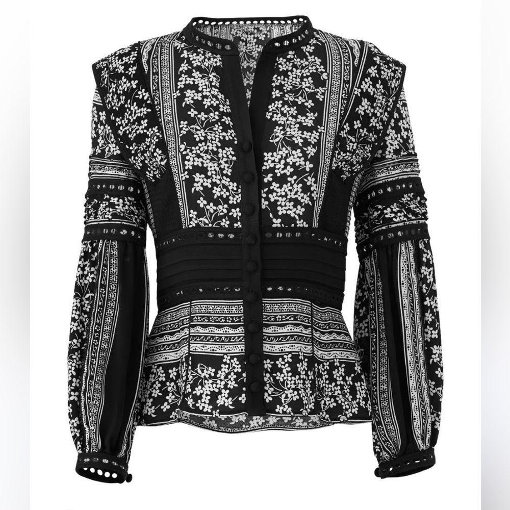 Sea New York Black and White Floral Blouse